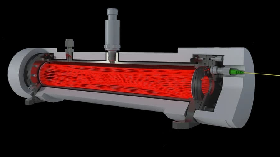 Vista en corte de la celda de medición láser del analizador Laser DGA