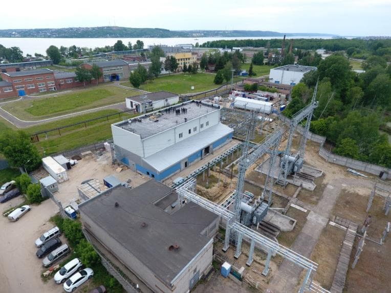 Vista aérea de la subestación Vodozabor de 110 kV