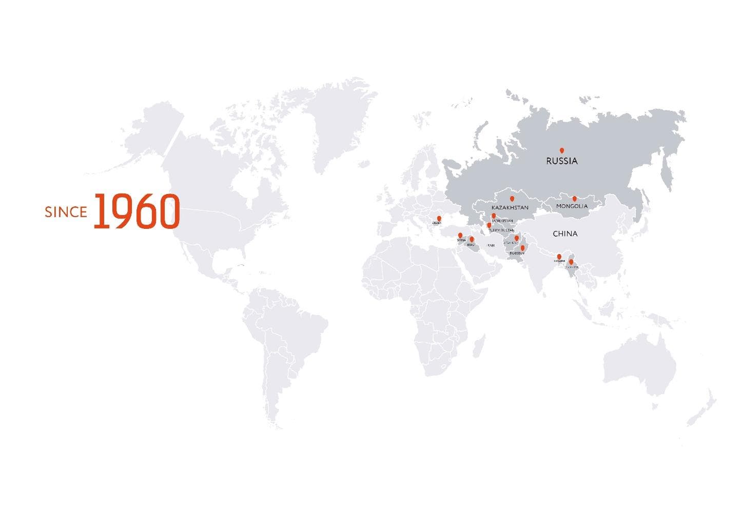 Mapa de la geografía de actividad de KR Group