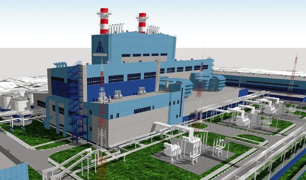 Render de central termoeléctrica diseñada por TatNIPIenergoprom
