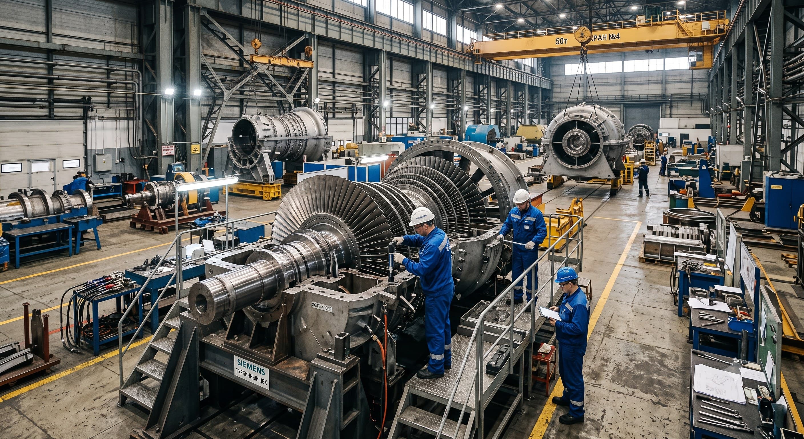 Turbina de gas en banco de reparación de KR Group