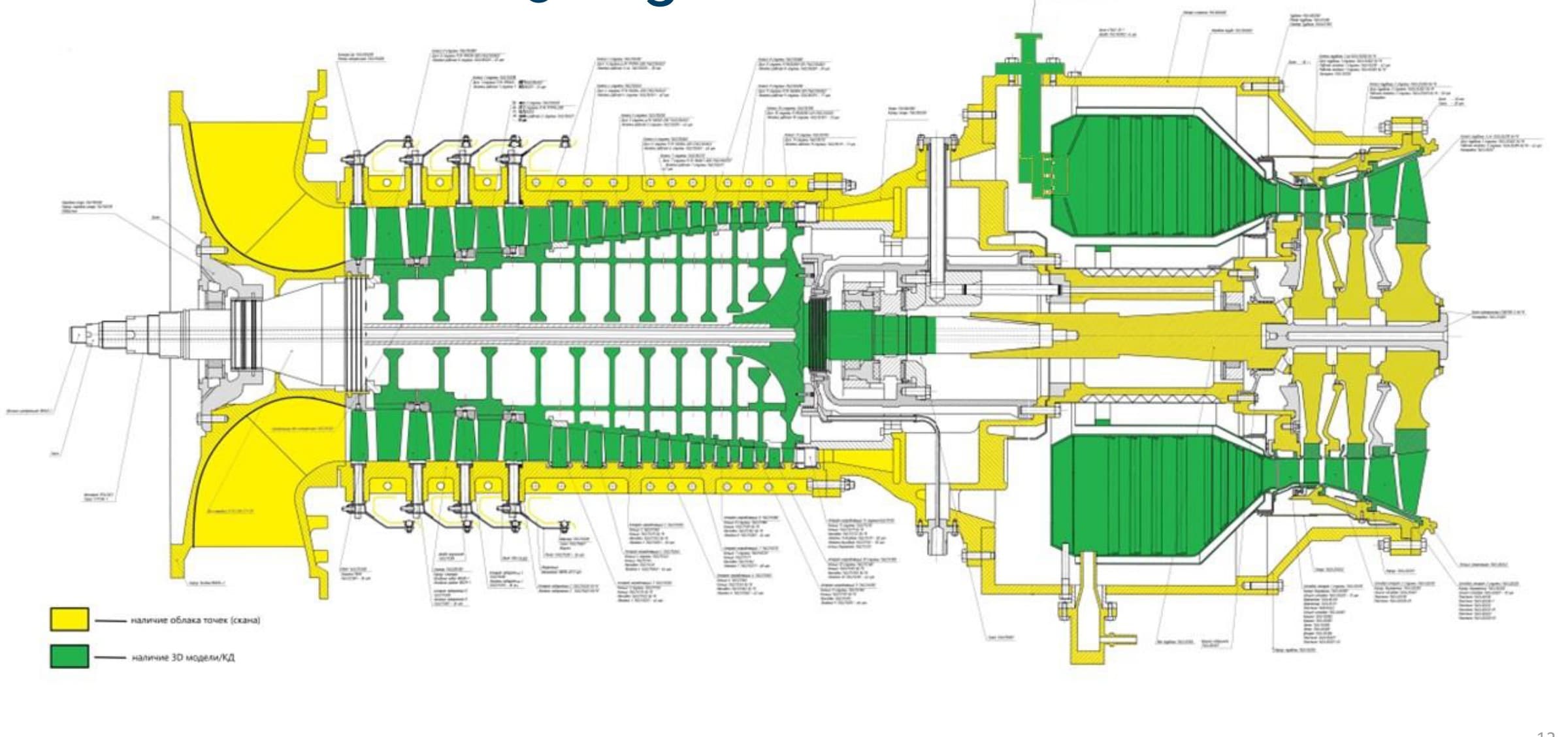 Corte técnico del motor Taurus 60 (GT-005) con mapa de ingeniería inversa